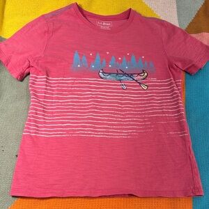 5 for $25 L.L. Bean Kids Graphic Short Sleeve T-Shirt Pink Canoe Size M (10–12)